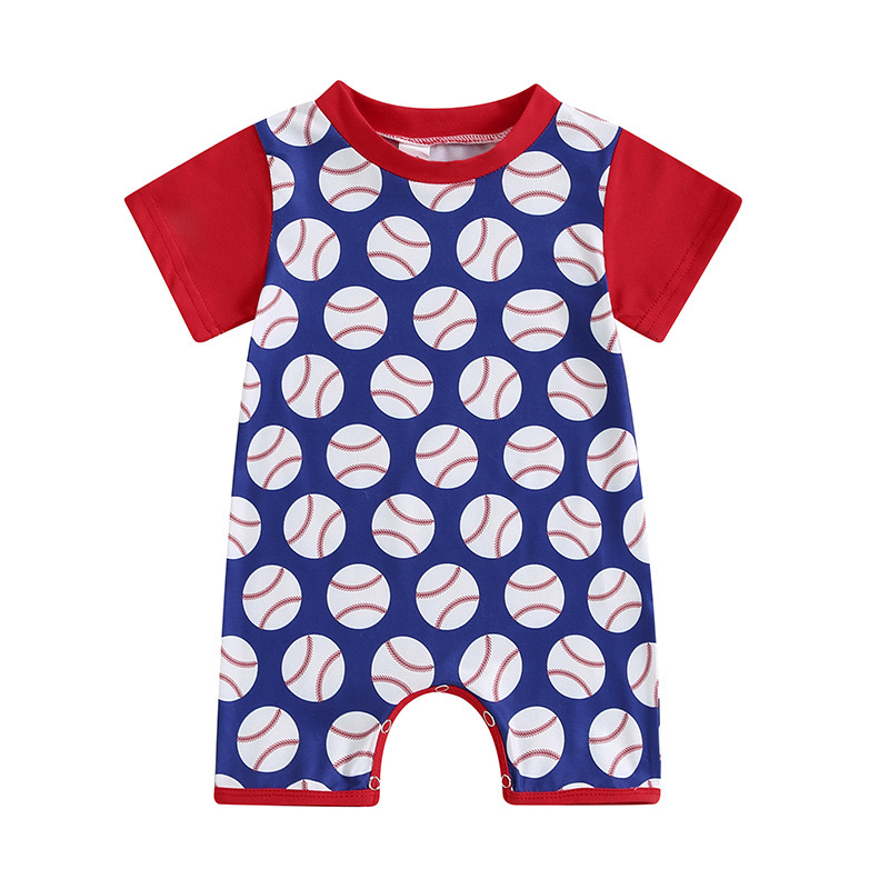 Butt-jacket baseball print short sleeve