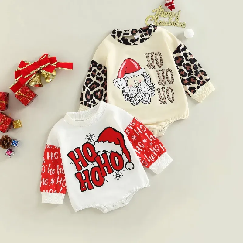 Baby HO HO HO Christmas Print Romper