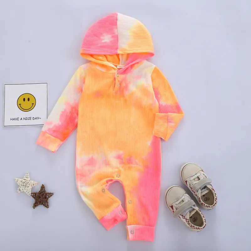 Baby tie-dye hoodie Romper