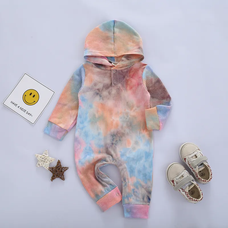 Baby tie-dye hoodie Romper