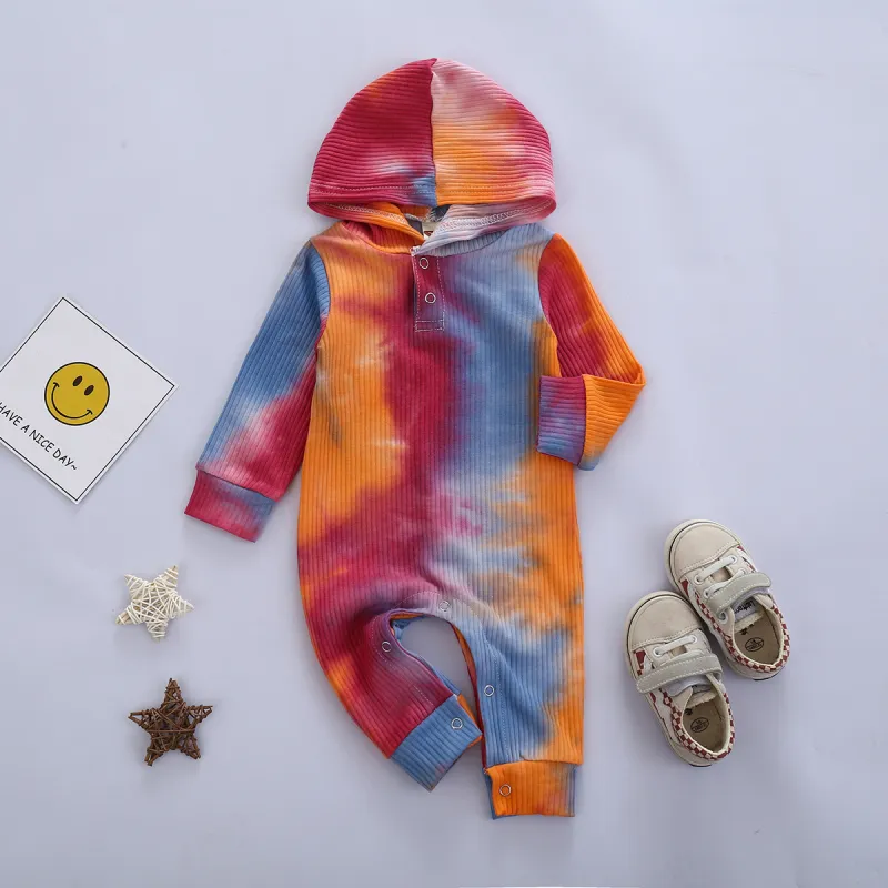 Baby tie-dye hoodie Romper