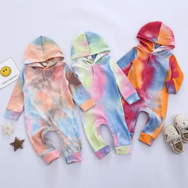 Baby tie-dye hoodie Romper