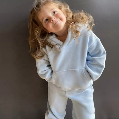 Baby Fleece-Lined Solid Color Hoodie Set