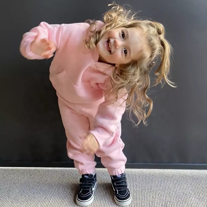 Baby Fleece-Lined Solid Color Hoodie Set