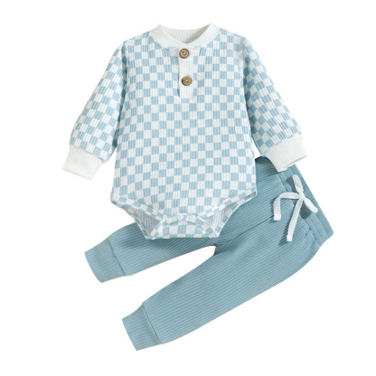 Baby Checkered Hooded Sweatshirt Set