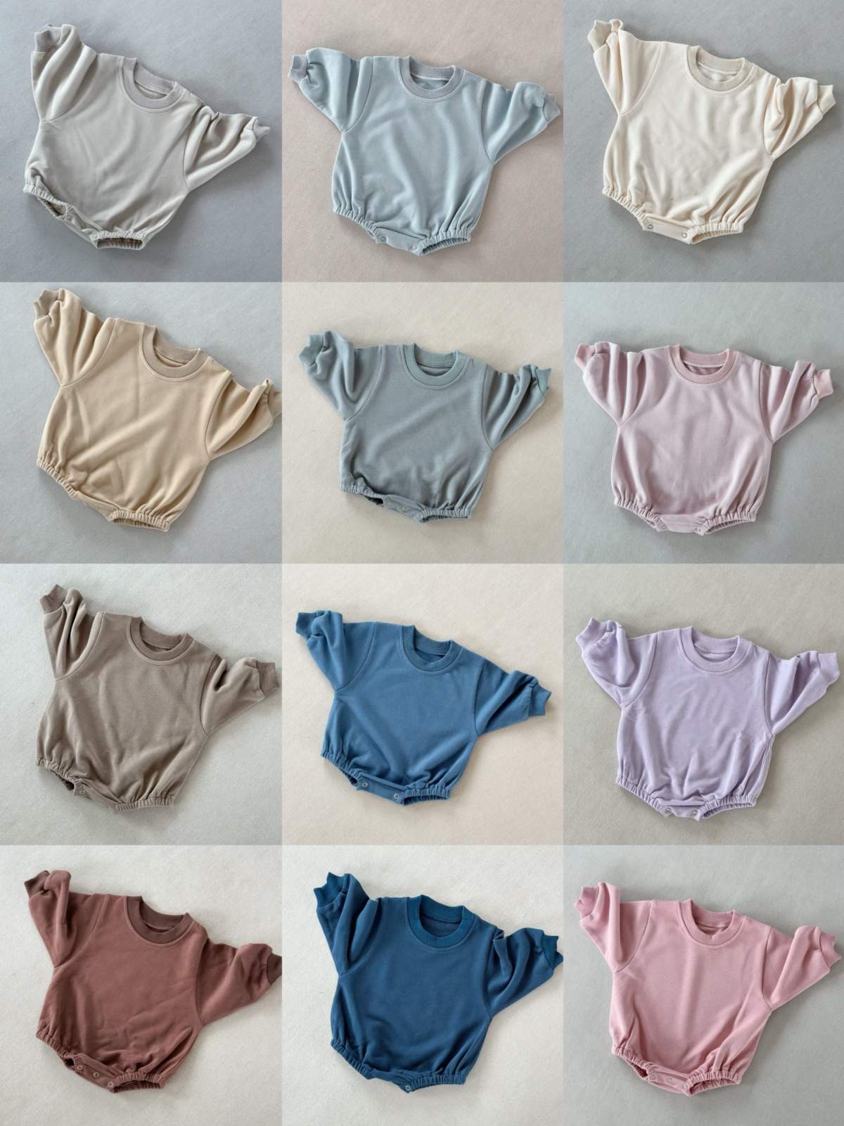 Loose Solid-Color Baby Romper for Spring and Autumn