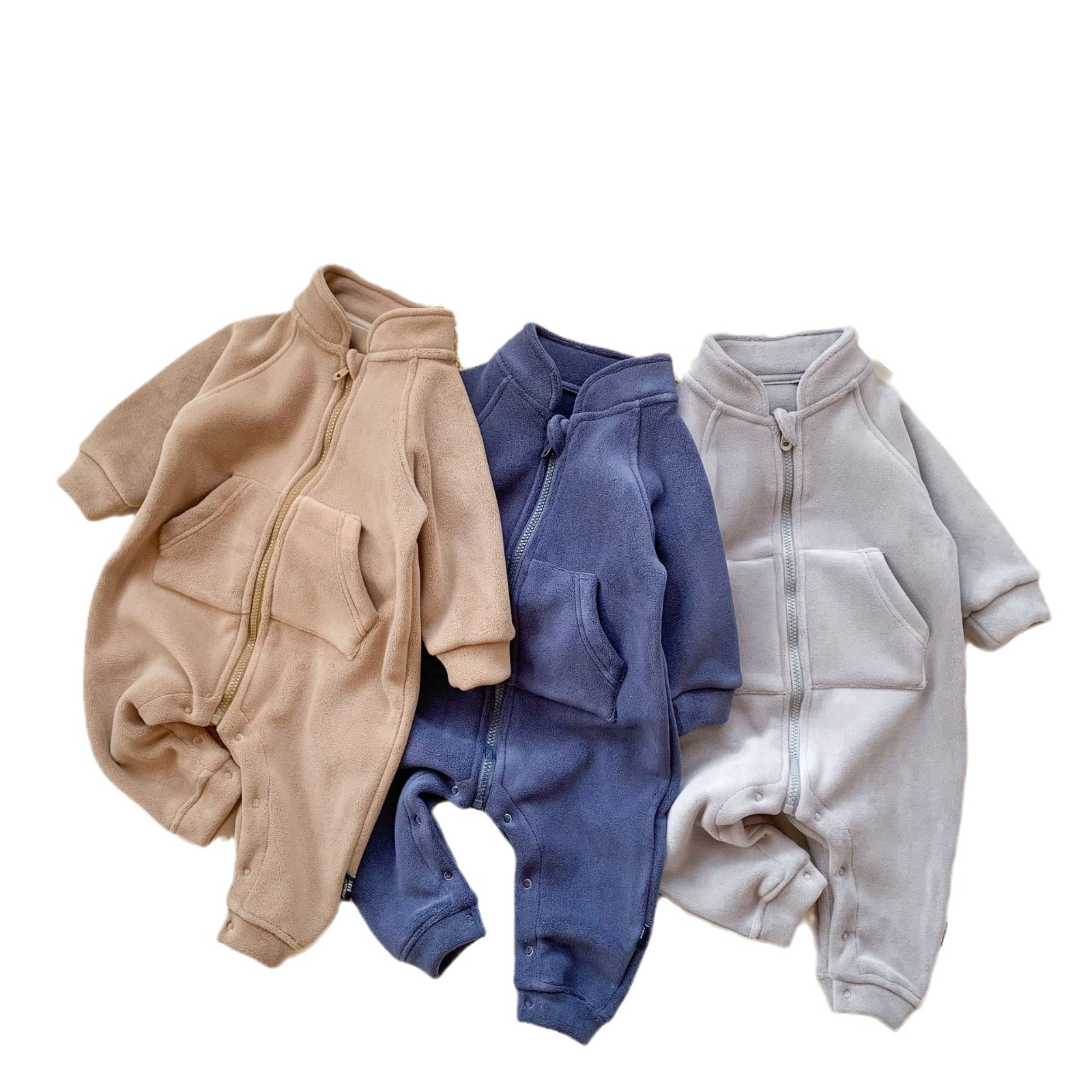Baby Versatile Fleece-Lined Romper Infant Zipper Jacket