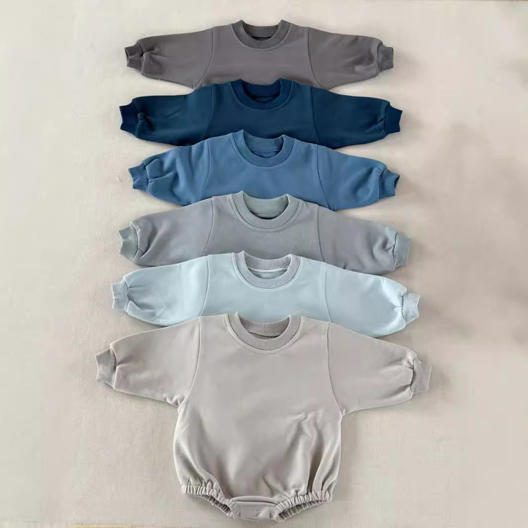 Loose Solid-Color Baby Romper for Spring and Autumn