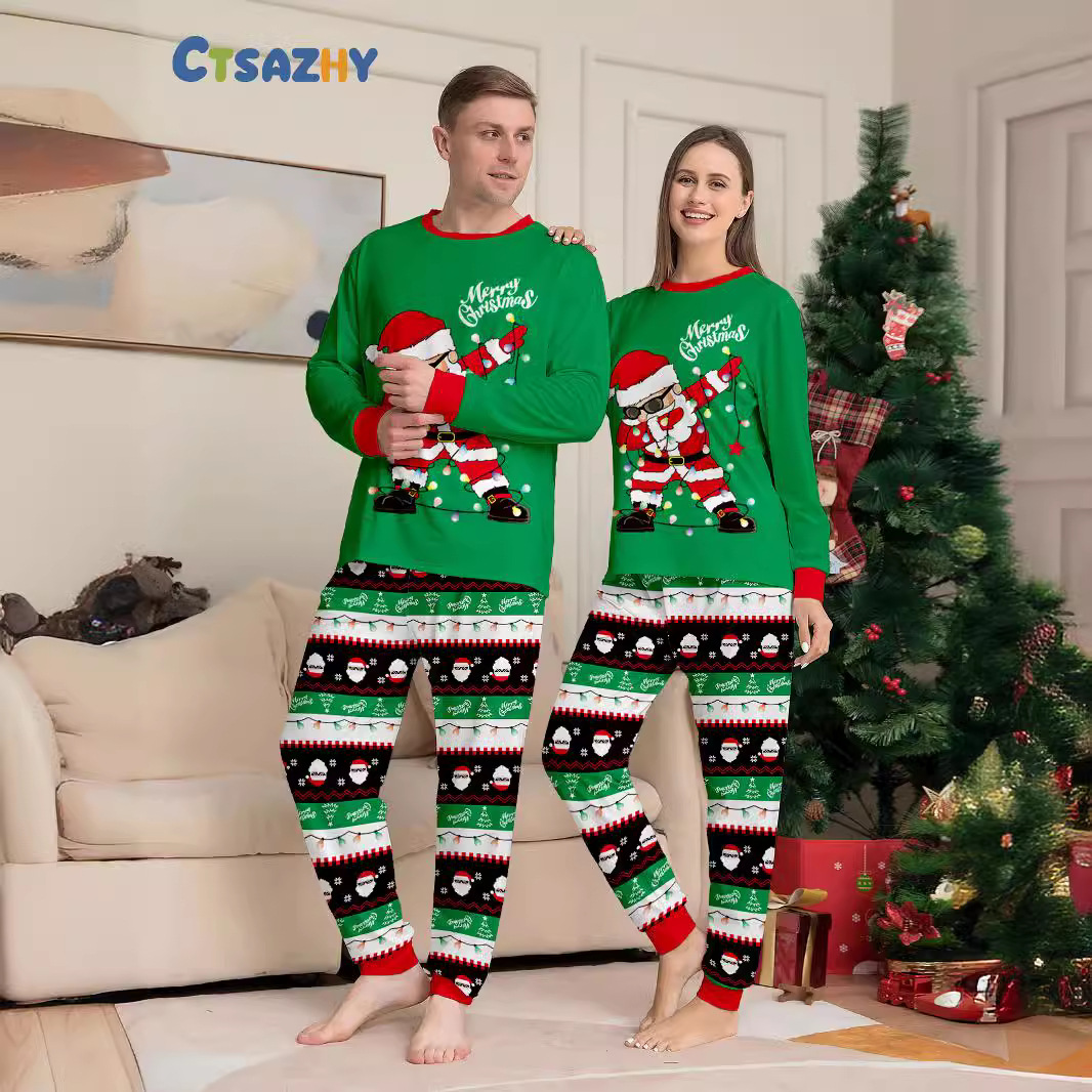 Holiday Santa Claus Print Matching Family Pajama Set | Long Sleeve