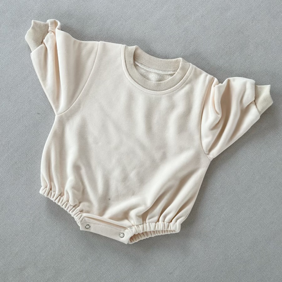 Loose Solid-Color Baby Romper for Spring and Autumn