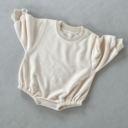 Loose Solid-Color Baby Romper for Spring and Autumn