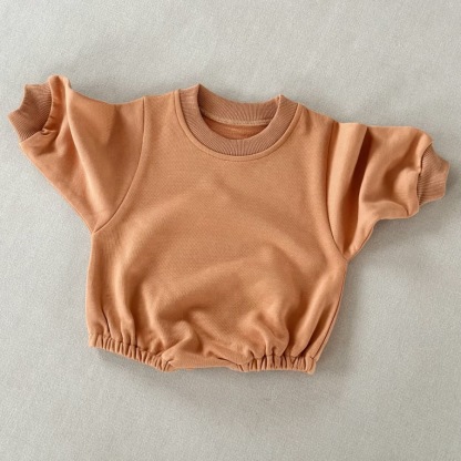 Loose Solid-Color Baby Romper for Spring and Autumn