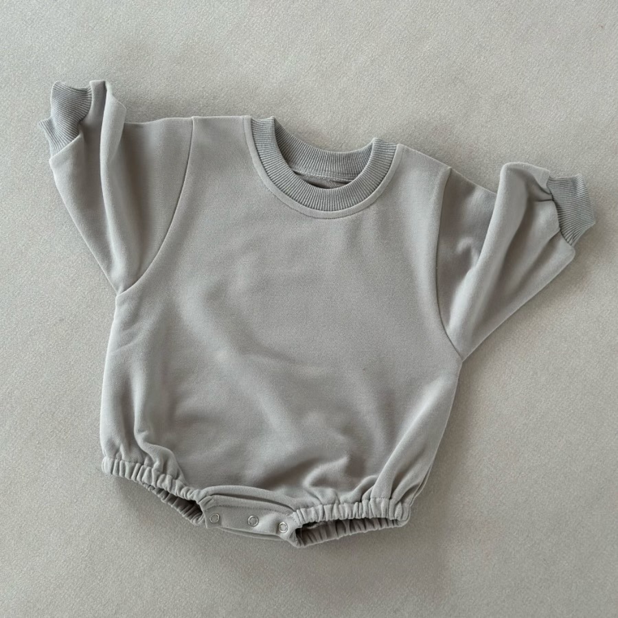 Loose Solid-Color Baby Romper for Spring and Autumn