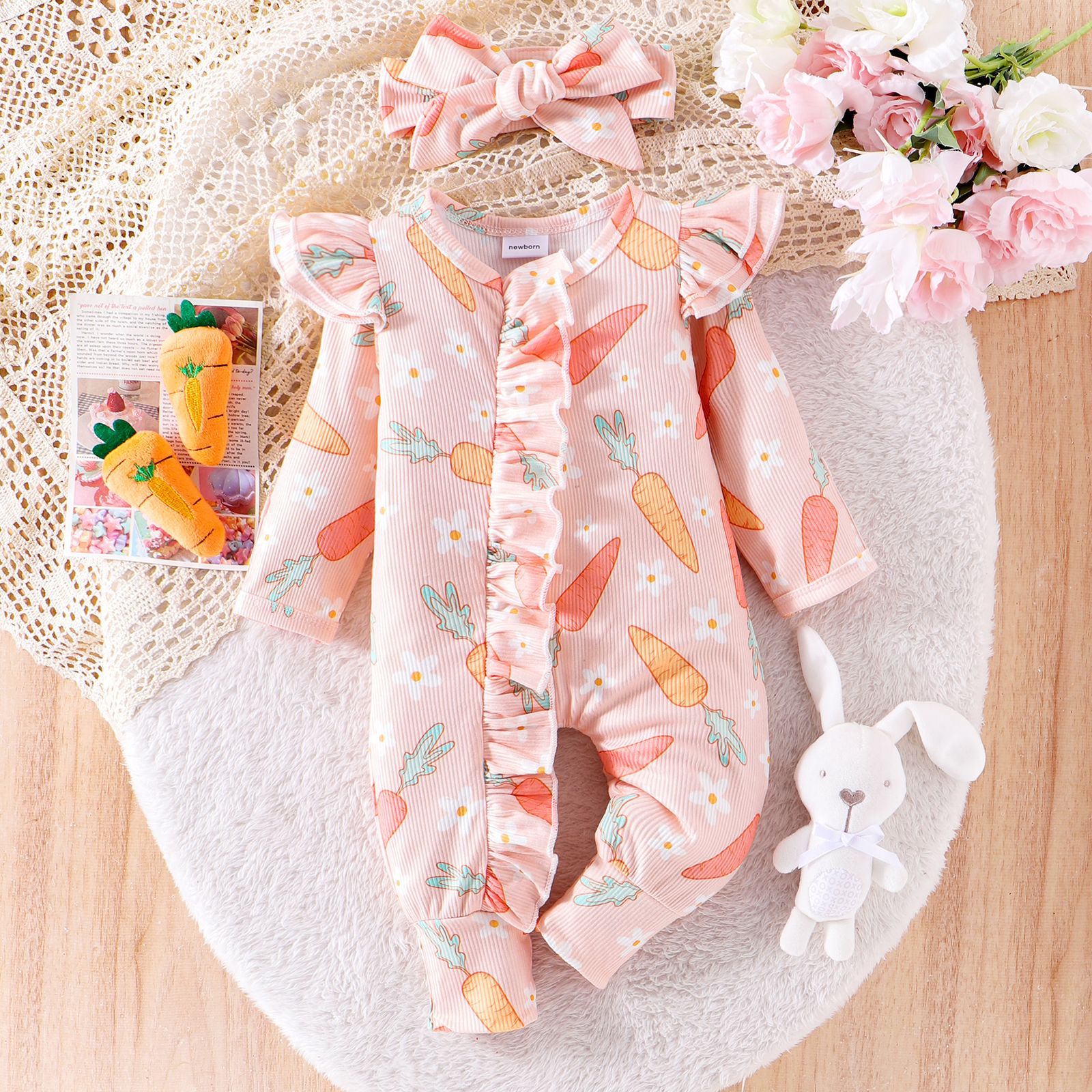 Baby Girl Radish Print Romper