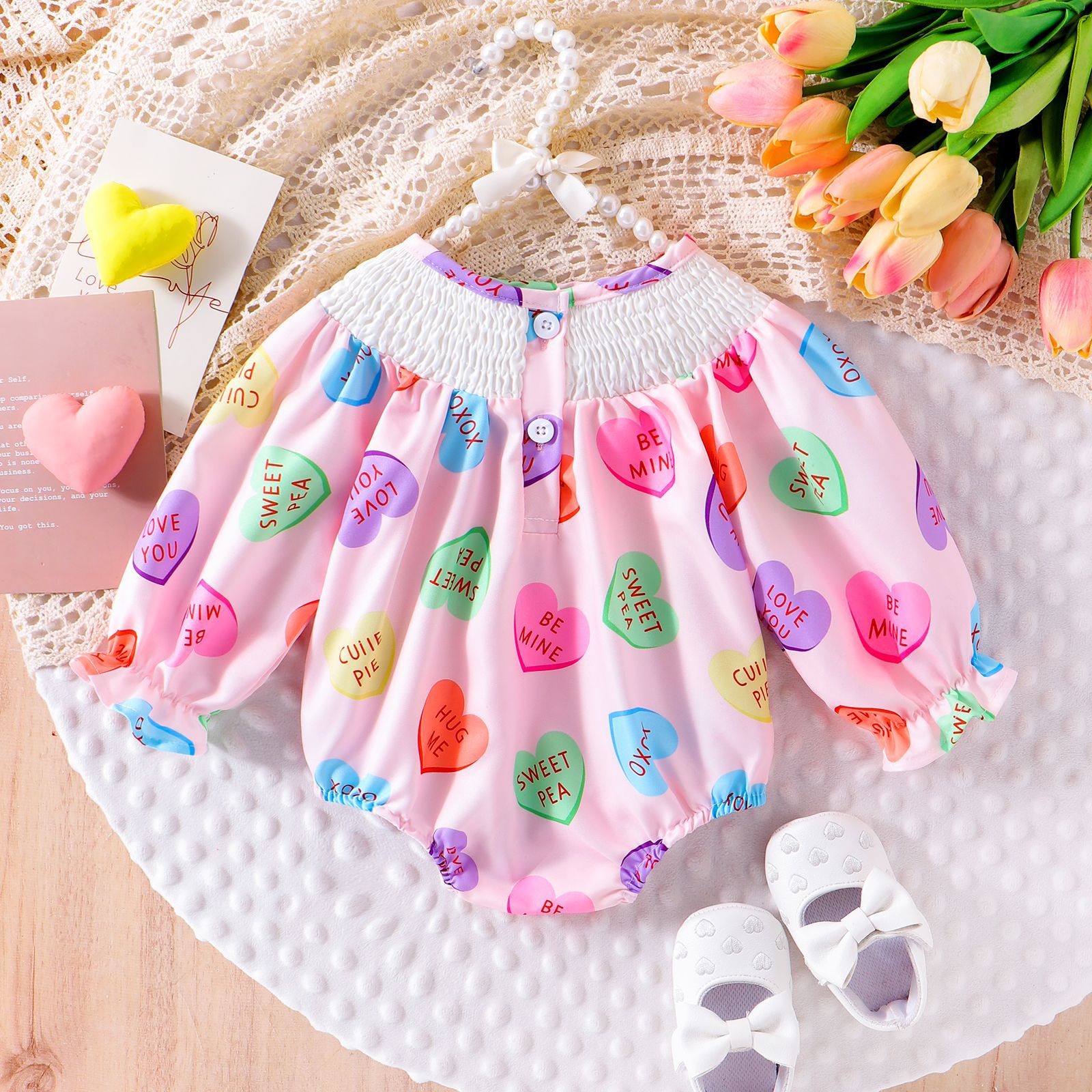 Baby Girl Love Embroidery Romper