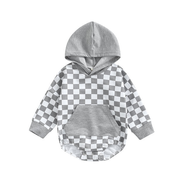Baby plaid print hooded Bodysuit