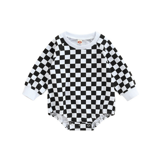 Baby plaid print colorblock Bodysuit