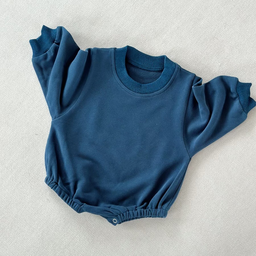Loose Solid-Color Baby Romper for Spring and Autumn