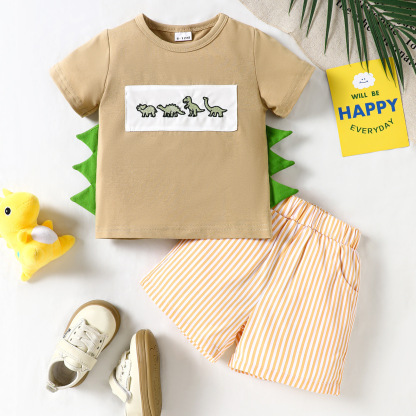 Baby Boy Dinosaur Embroidery Suit