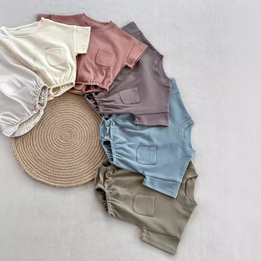 Infant Solid Color Cotton Romper