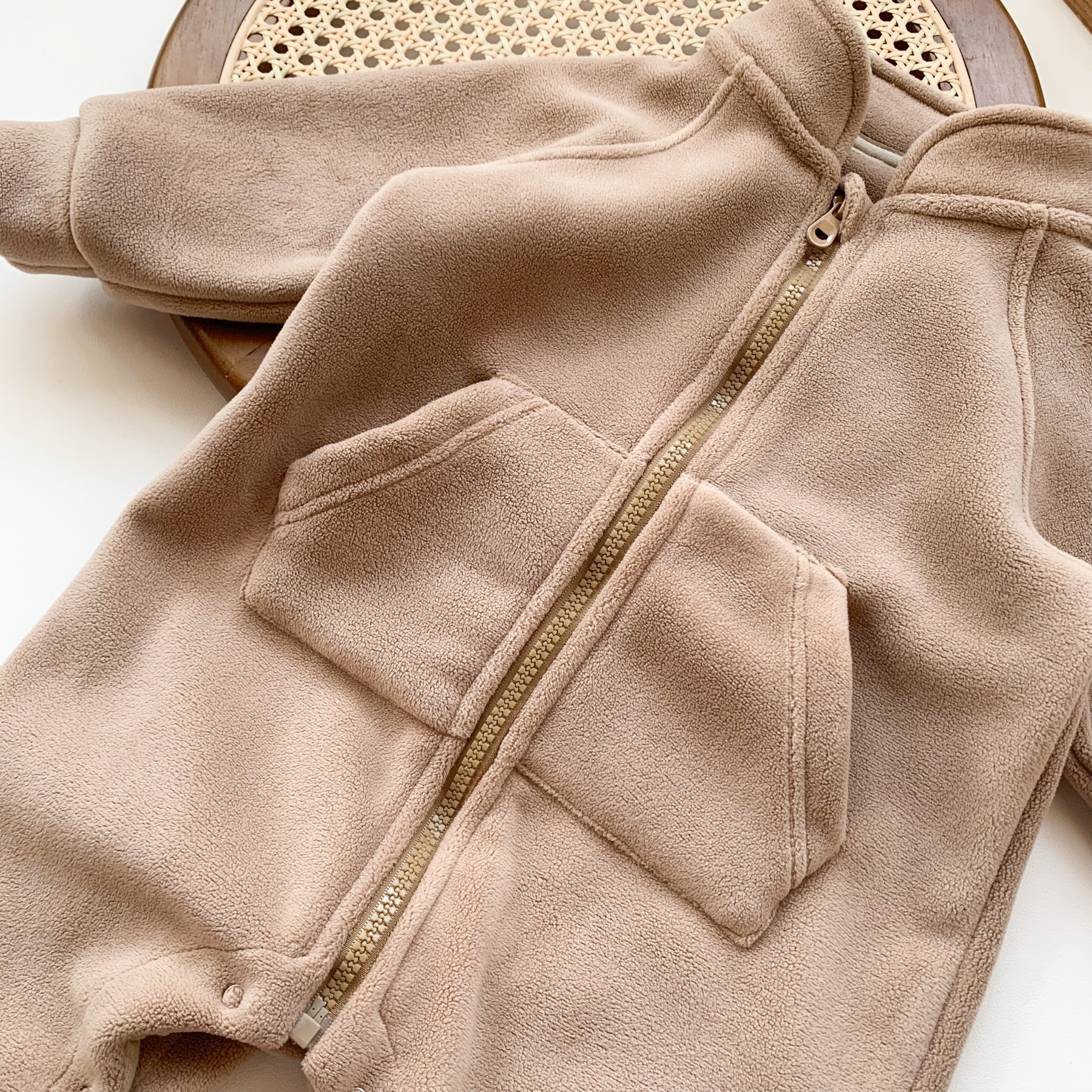 Baby Versatile Fleece-Lined Romper Infant Zipper Jacket