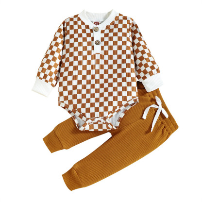 Baby Checkered Hooded Sweatshirt Set