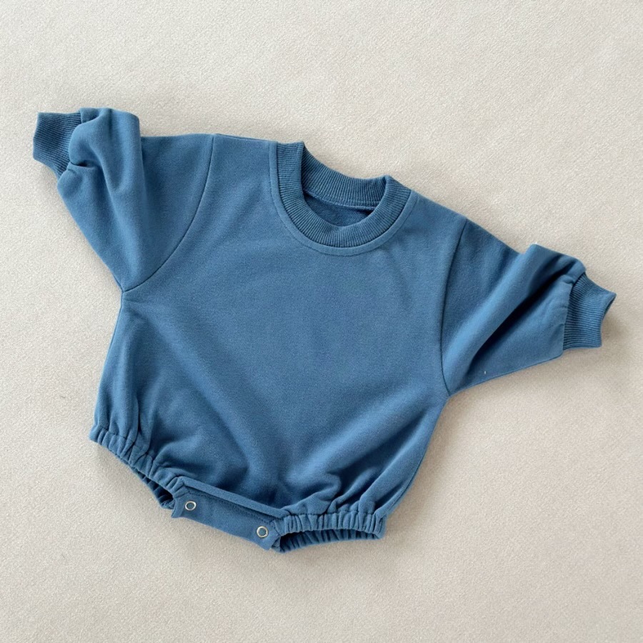 Loose Solid-Color Baby Romper for Spring and Autumn