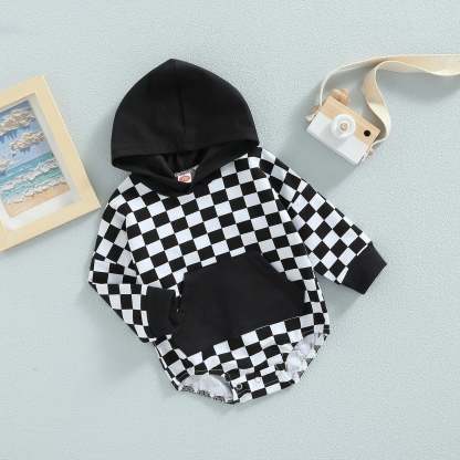 Baby plaid print hooded Bodysuit