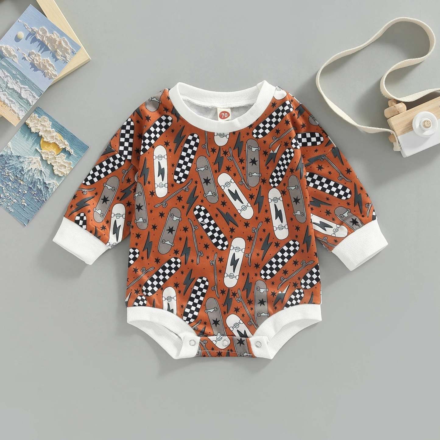 Baby girl Skateboard print Bodysuit