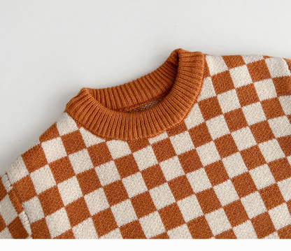 Baby Knitted Checkerboard Romper