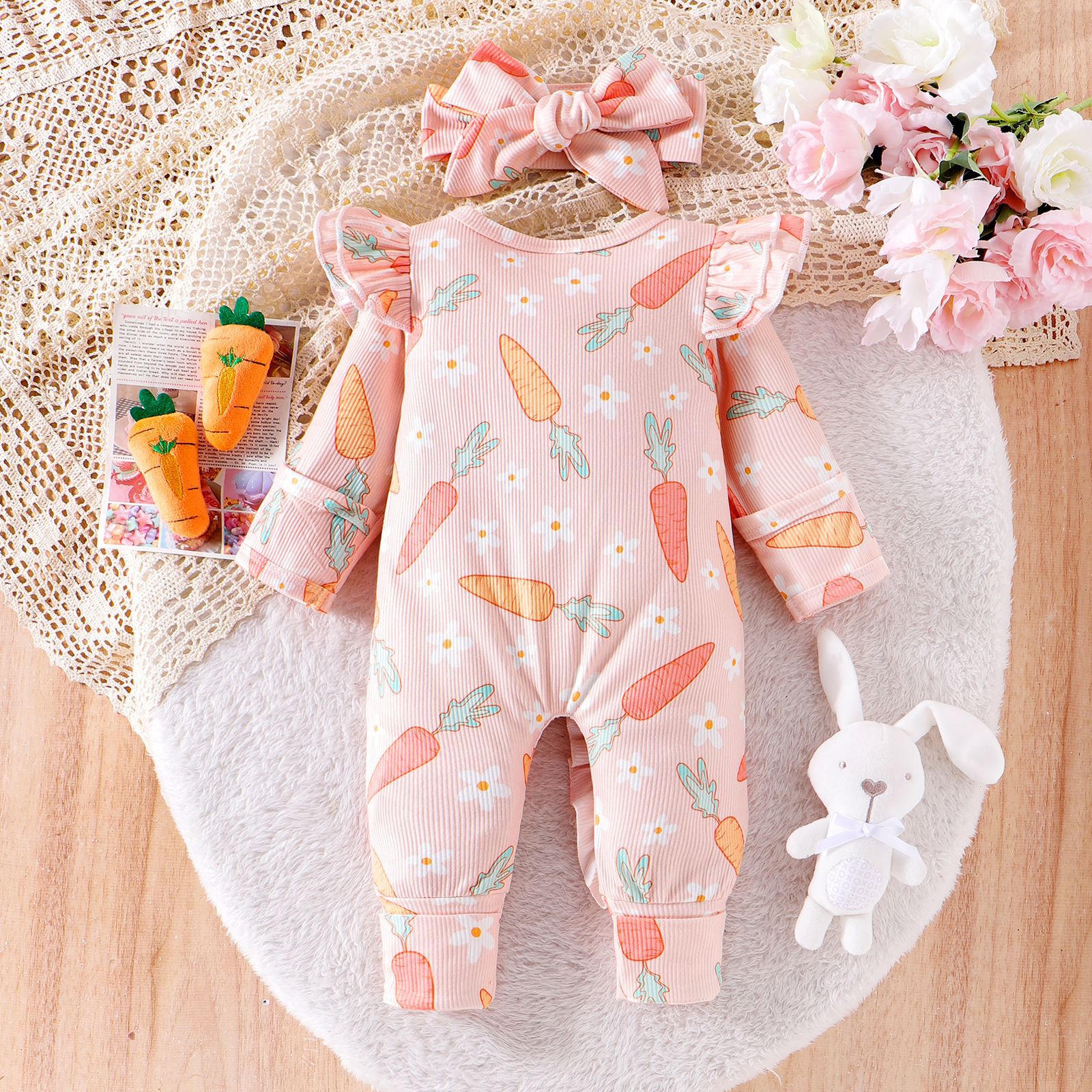 Baby Girl Radish Print Romper