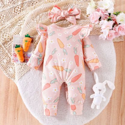 Baby Girl Radish Print Romper