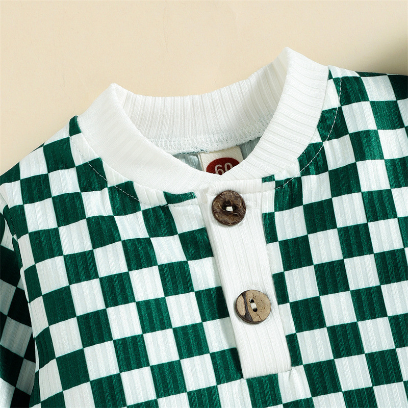 Baby Checkered Hooded Sweatshirt Set