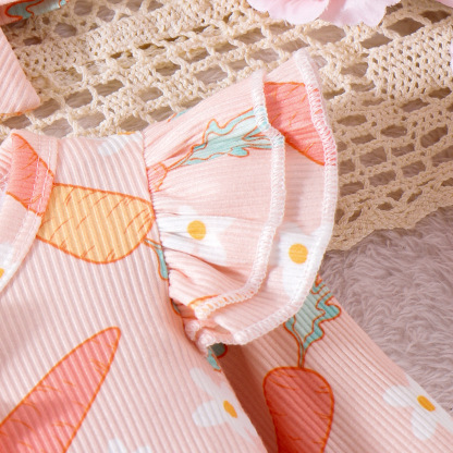 Baby Girl Radish Print Romper