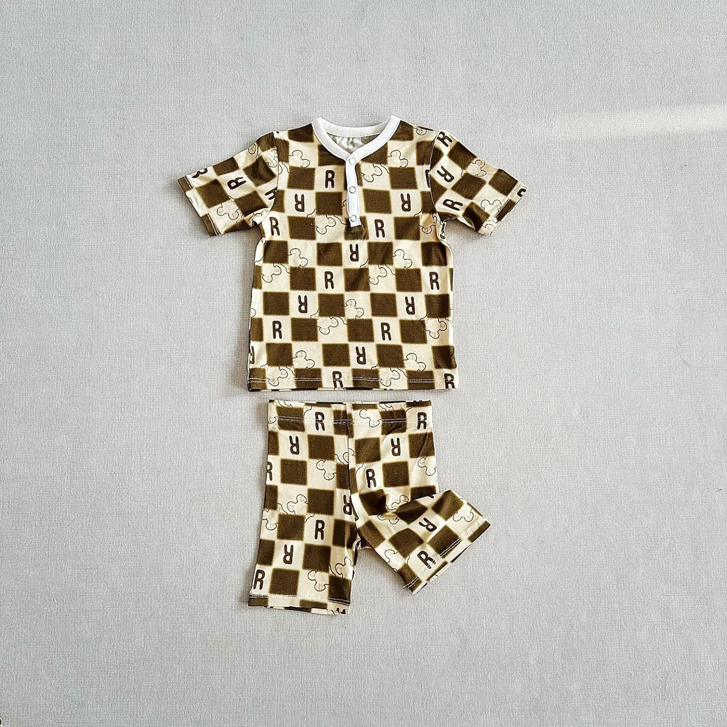 Children’s Bamboo Fiber Checkered Casual Two-Piece Set