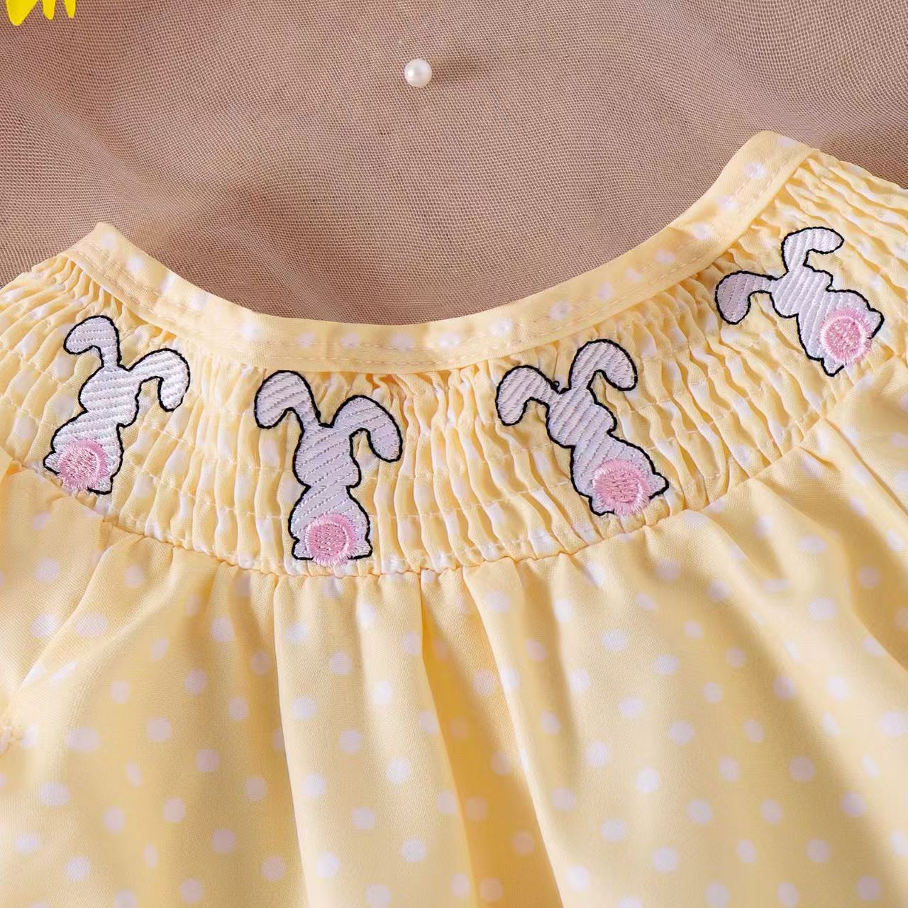 Baby Girl Rabbit Embroidered Romper