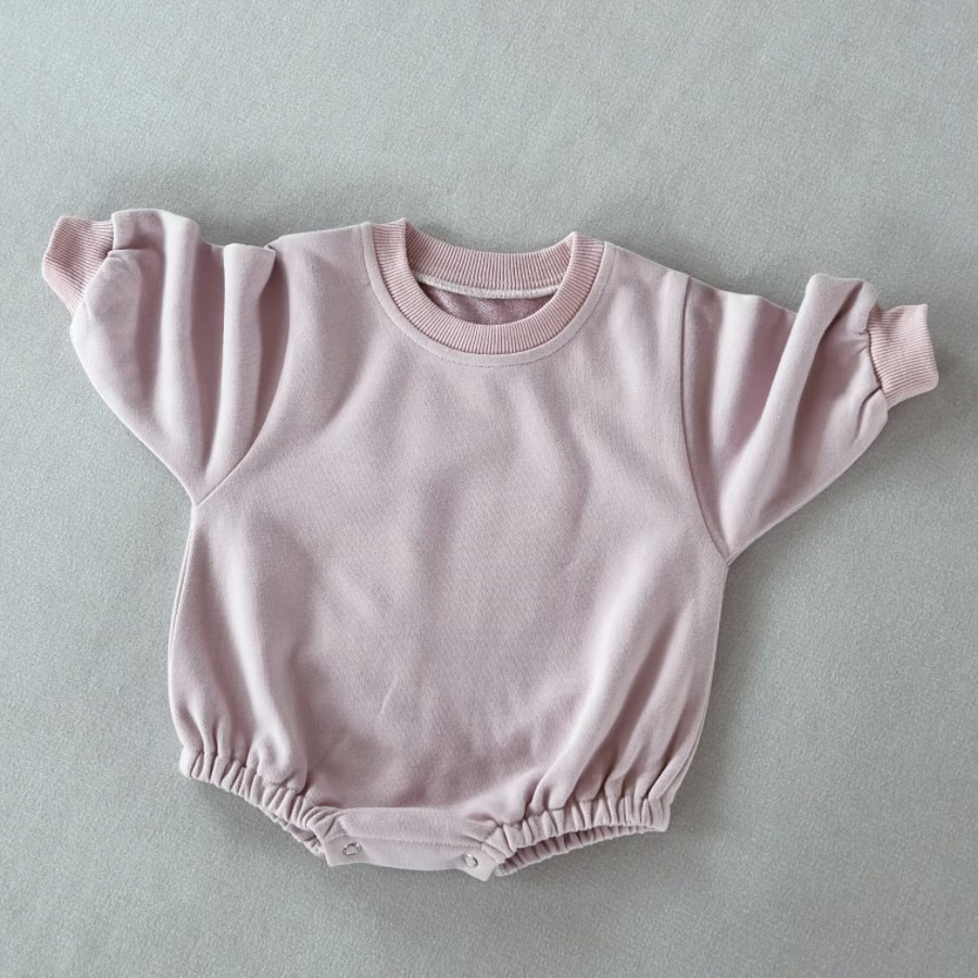 Loose Solid-Color Baby Romper for Spring and Autumn