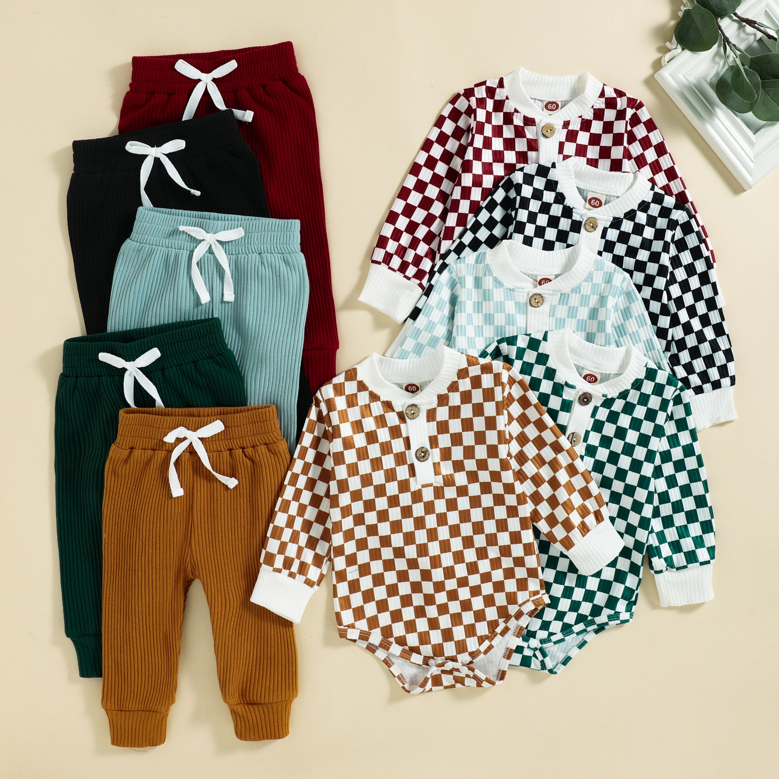 Baby Checkered Hooded Sweatshirt Set
