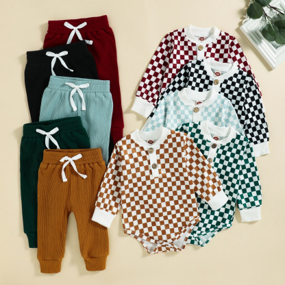 Baby Checkered Hooded Sweatshirt Set