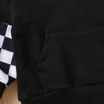 Baby Checkered Hooded Sweatshirt Set