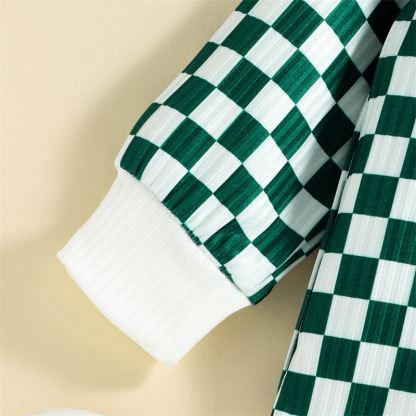 Baby Checkered Hooded Sweatshirt Set