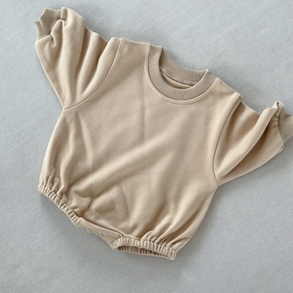 Loose Solid-Color Baby Romper for Spring and Autumn