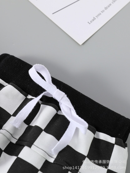 Baby Checkered Hooded Sweatshirt Set