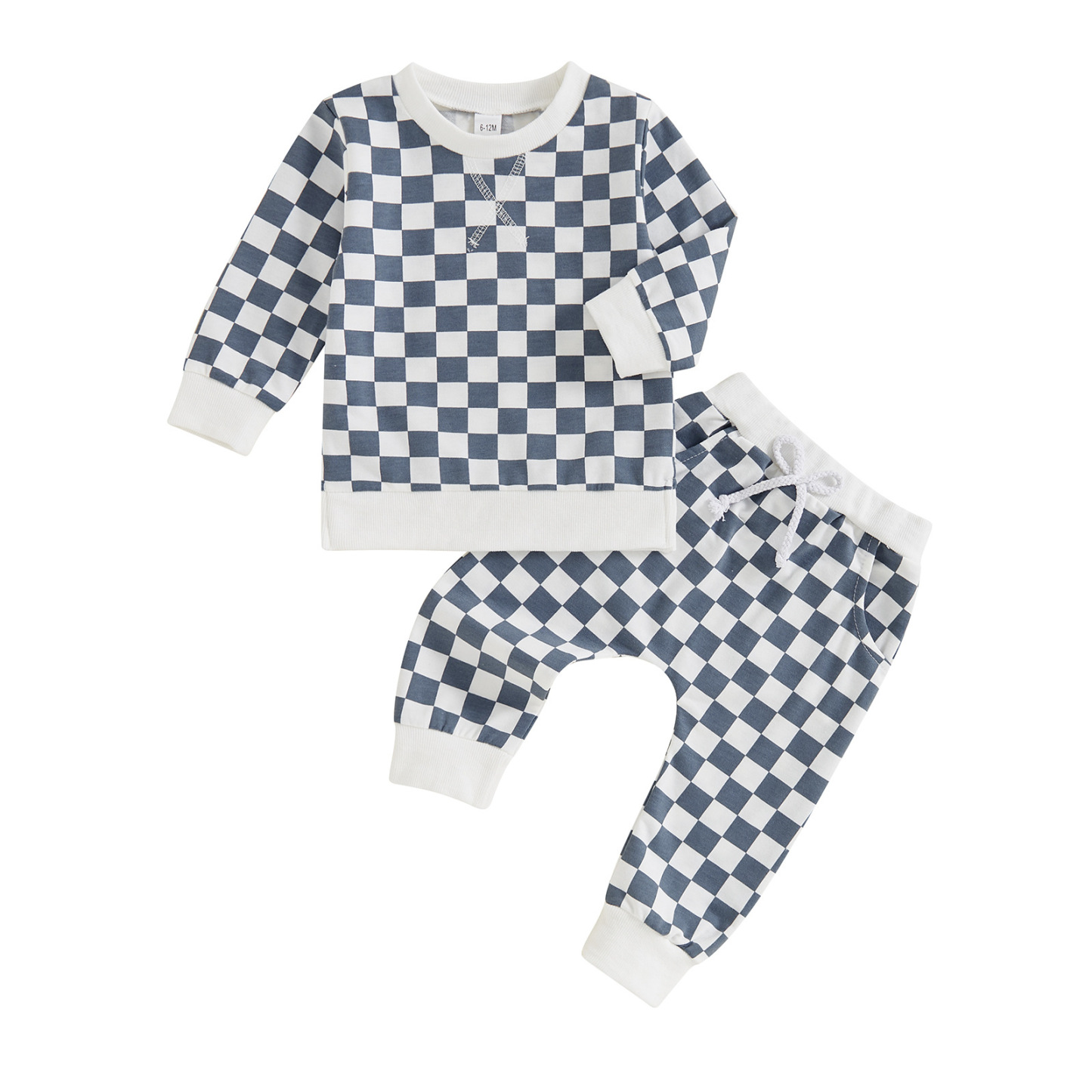 Boys’ Checkered Long Sleeve and Long Pants Two-Piece Set