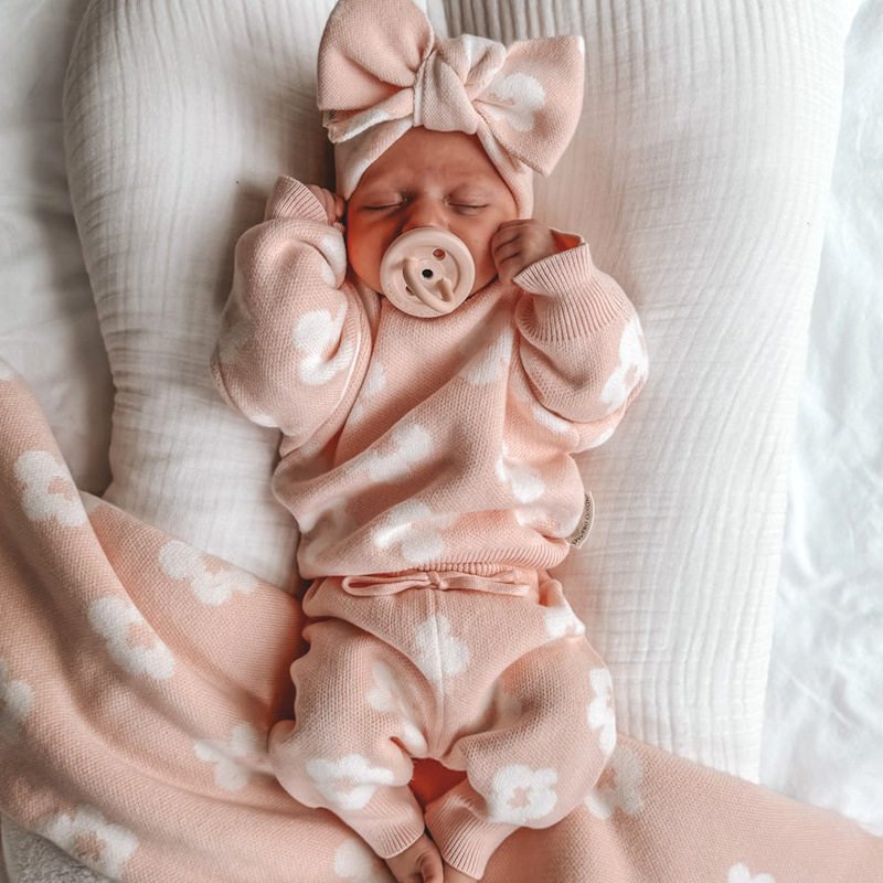 Baby Knitted Flower Sweater Set