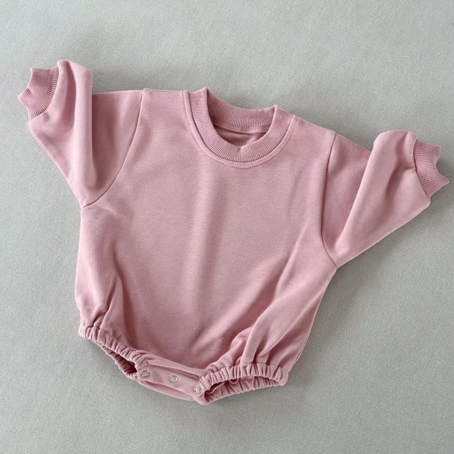Loose Solid-Color Baby Romper for Spring and Autumn