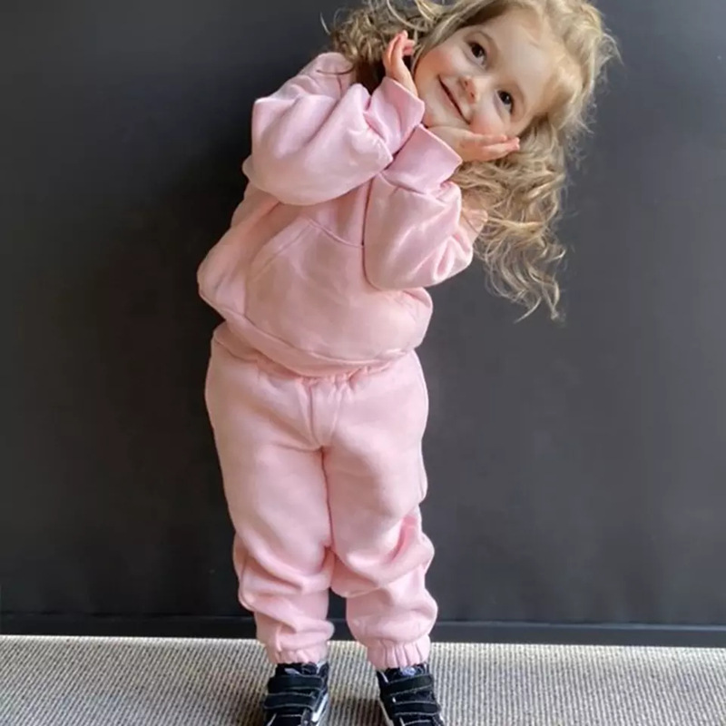 Baby Fleece-Lined Solid Color Hoodie Set