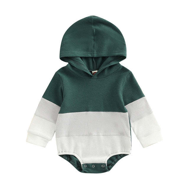 Baby boy waffle hooded bodysuit