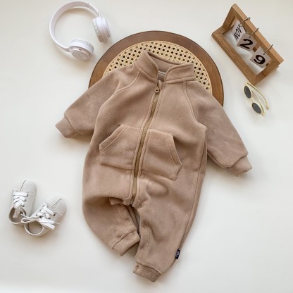 Baby Versatile Fleece-Lined Romper Infant Zipper Jacket