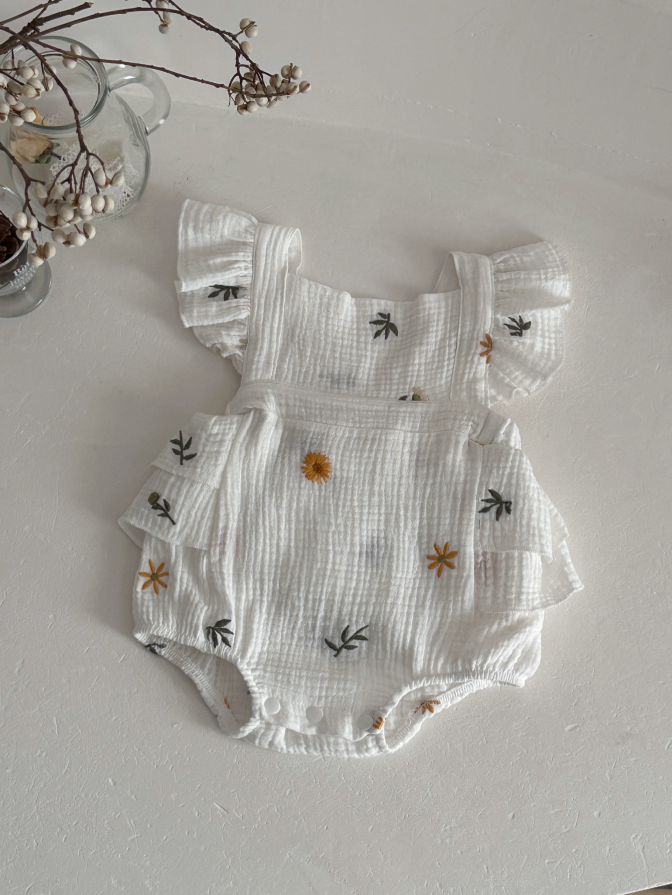 Baby Girl Floral Embroidered Romper